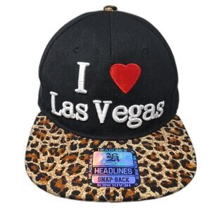 I Love Las Vegas Snapback Hat Multicolor One Size Embroidered Leopard